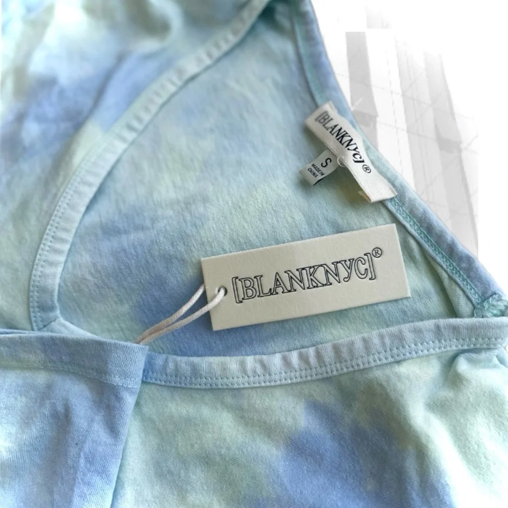 BLANK NYC | S | Cloudburst Tie-Dye Shoulder
Pads T-Shirt Tank Top Muscle Tee NWT